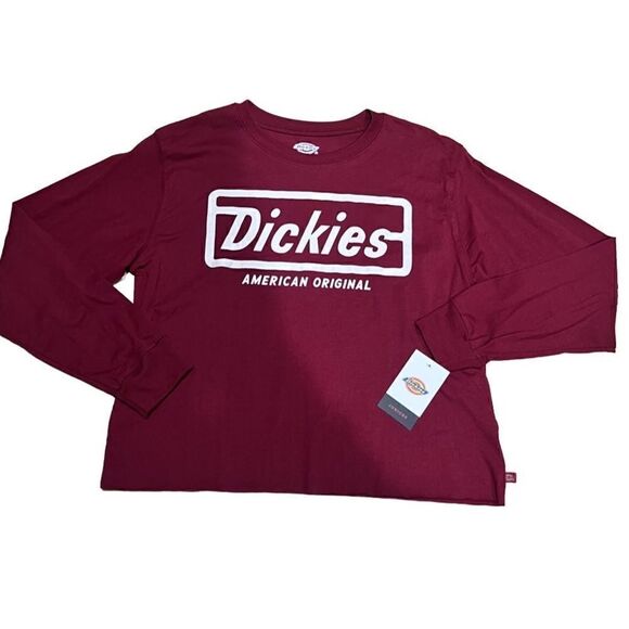 Dickies long sleeve cropped tee shirt, red, size large - Picture 1 of 8